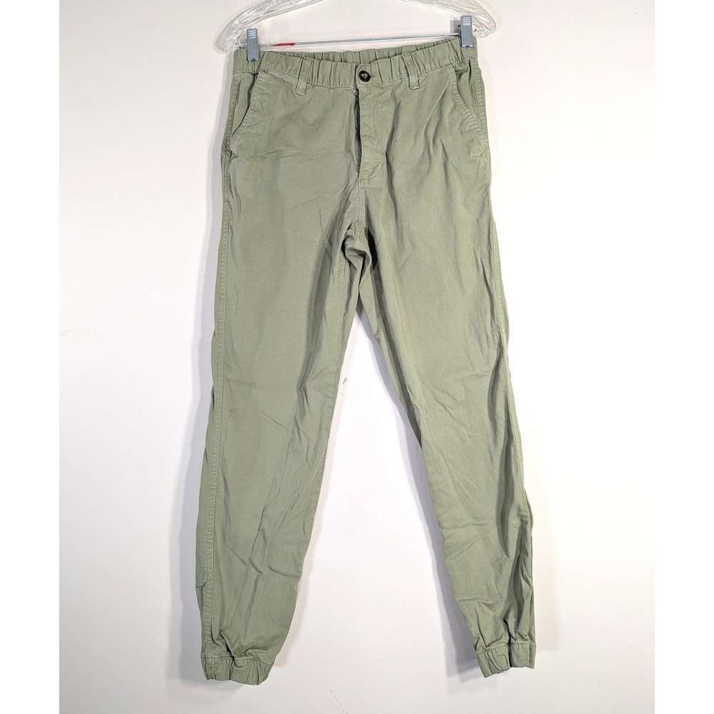 Bearbottom Green Jogger Pants; Cotton Blend, Elastic Waist, Cuffed Ankle